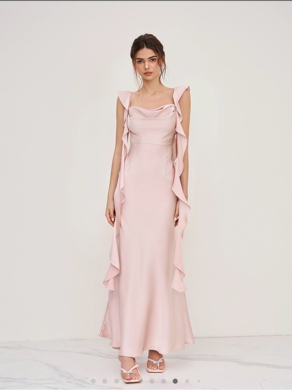Cider Soft Pink Ruffled Maxi Dress